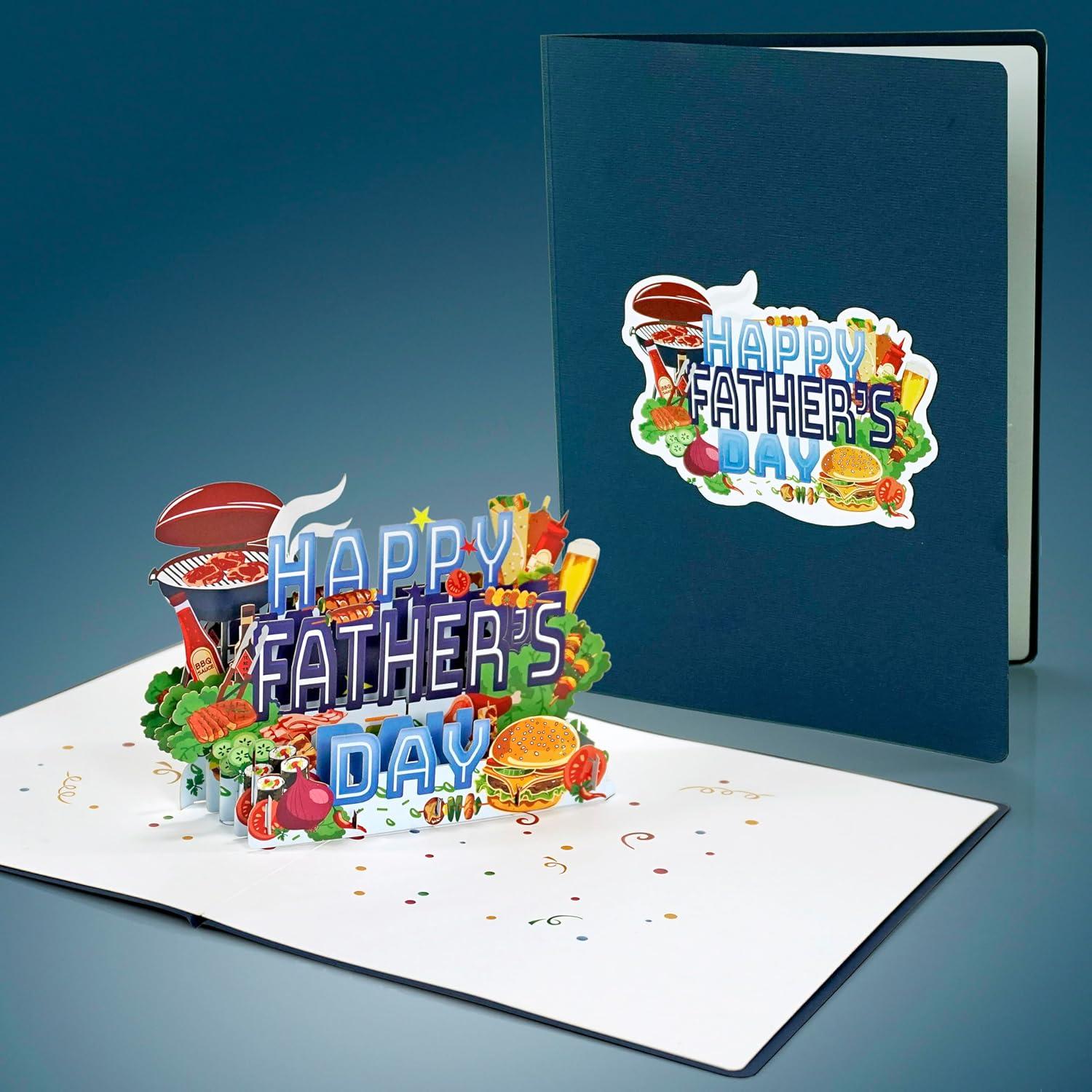 imageCUTPOPUP Daddy Hands Fathers Day Card Pop Up 3D Birthday Greeting Fathers Day Card for Grandpa Dad Godfather Husband Son Daddy Hands SD241US1520Happy Fathers Day BBQ6x8in