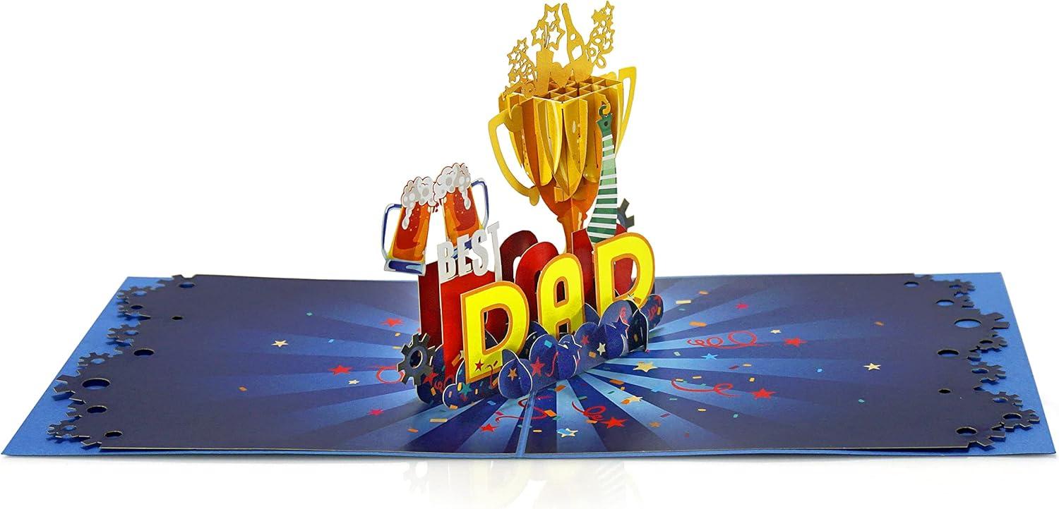 imageCUTPOPUP Fathers Day Card Pop Up Birthday 3D Greeting Card First Fathers Day Card for Dad Stepdad Grandpa Husband Men Son Best Dad CarBest Dad