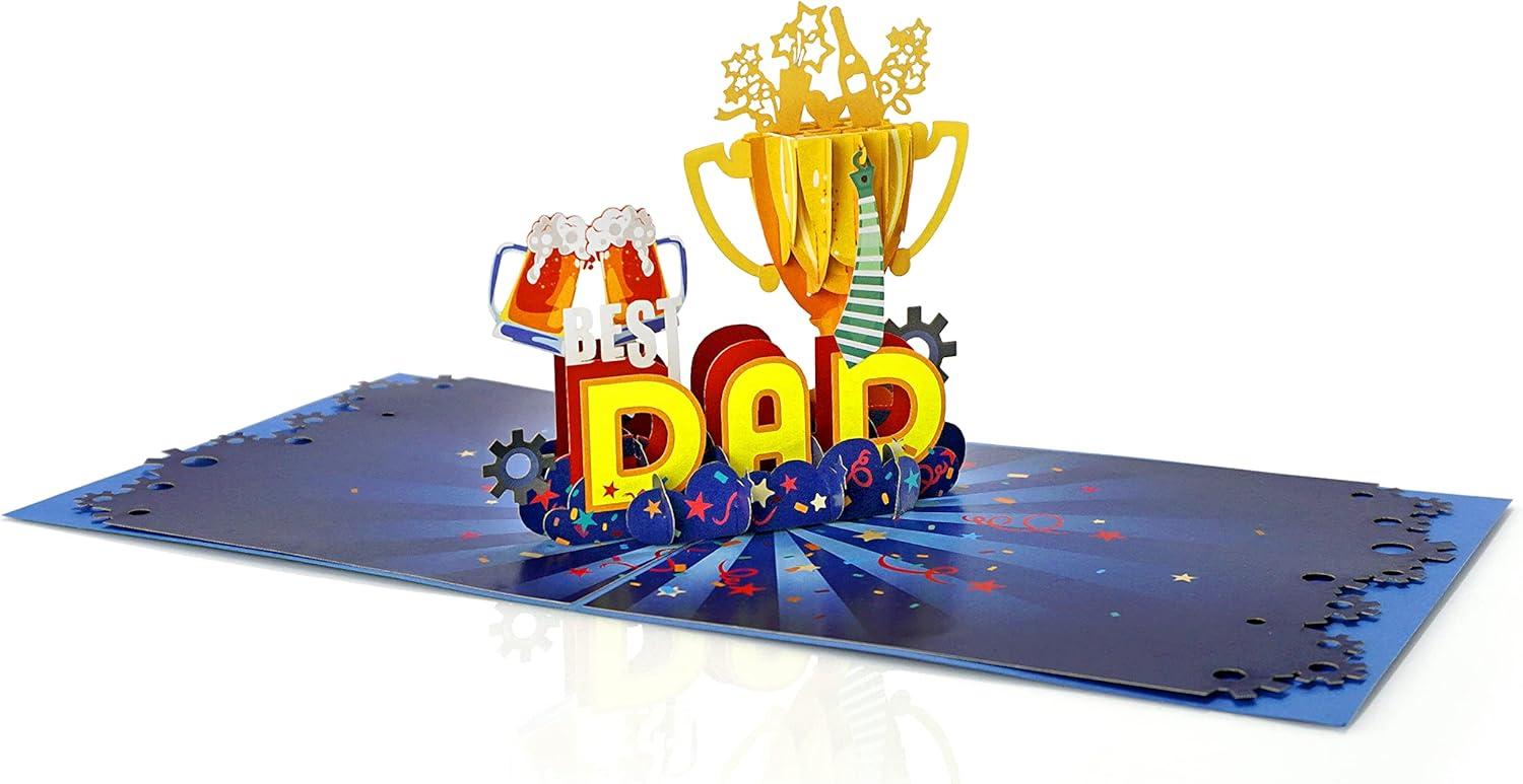 imageCUTPOPUP Fathers Day Card Pop Up Birthday 3D Greeting Card First Fathers Day Card for Dad Stepdad Grandpa Husband Men Son Best Dad CarBest Dad