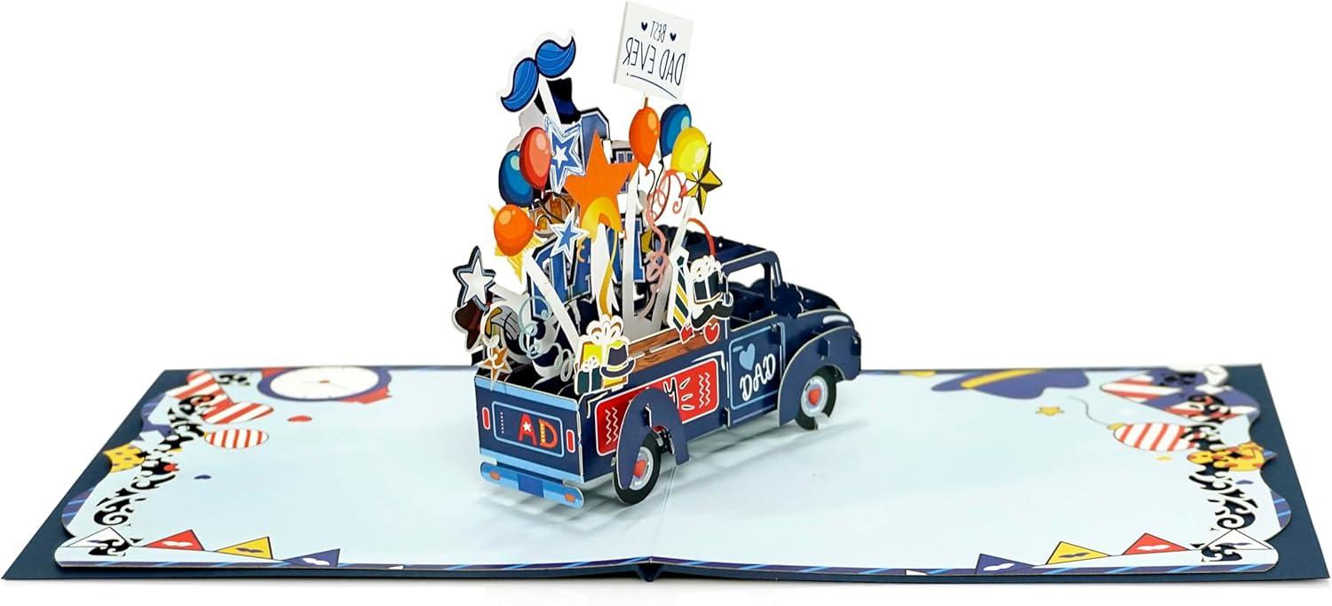 imageCUTPOPUP Fathers Day Card Pop Up Birthday 3D Greeting Card First Fathers Day Card for Dad Stepdad Grandpa Husband Men Son Best Dad CarBest Dad Car6x6in