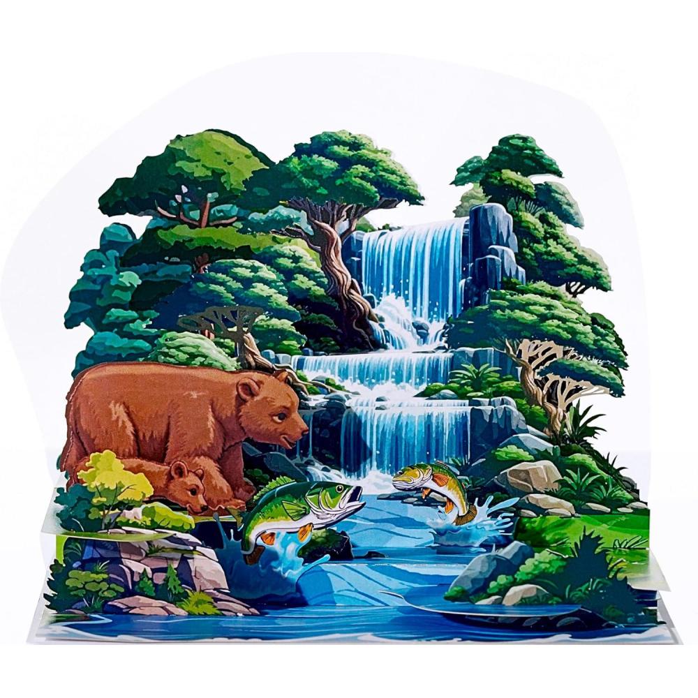 imageCUTPOPUP Daddy Hands Fathers Day Card Pop Up 3D Birthday Greeting Fathers Day Card for Grandpa Dad Godfather Husband Son Daddy Hands SD241US1520Bear Mama6x8in