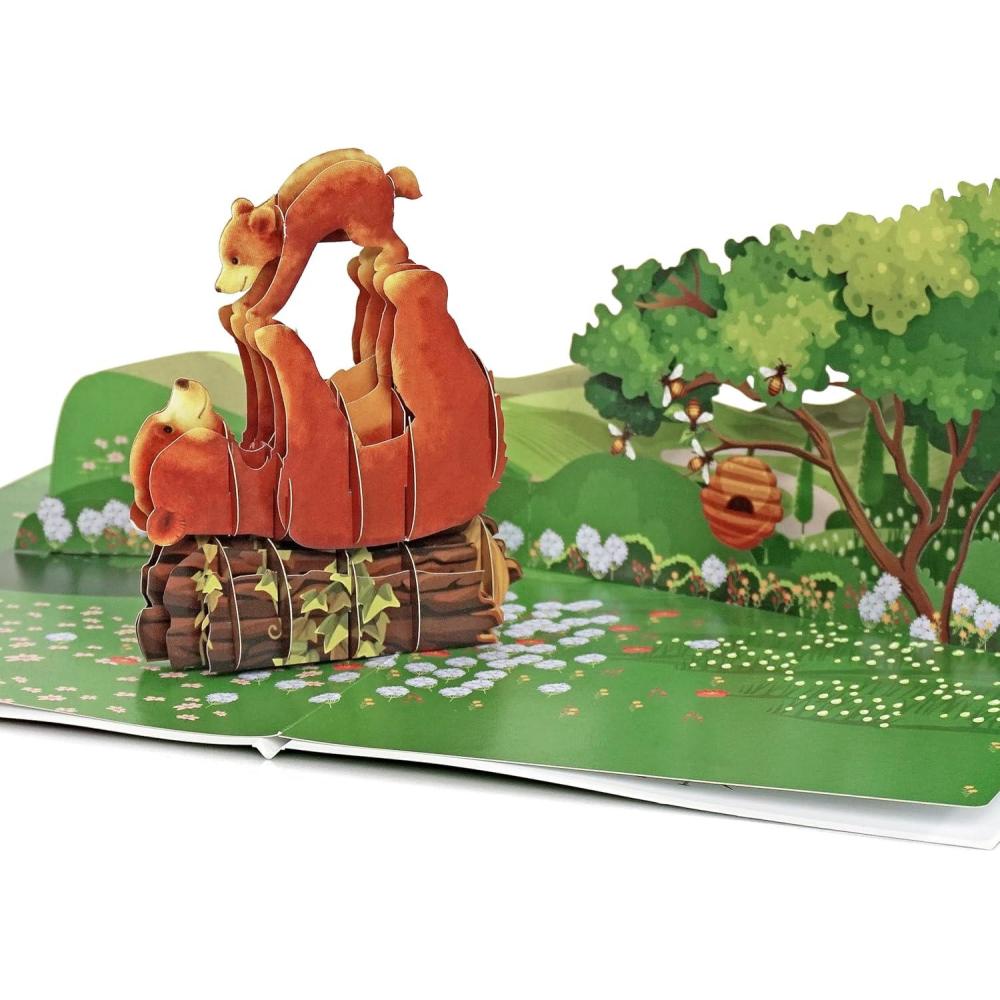 imageCUTPOPUP Daddy Hands Fathers Day Card Pop Up 3D Birthday Greeting Fathers Day Card for Grandpa Dad Godfather Husband Son Daddy Hands SD241US1520Bear6x8in