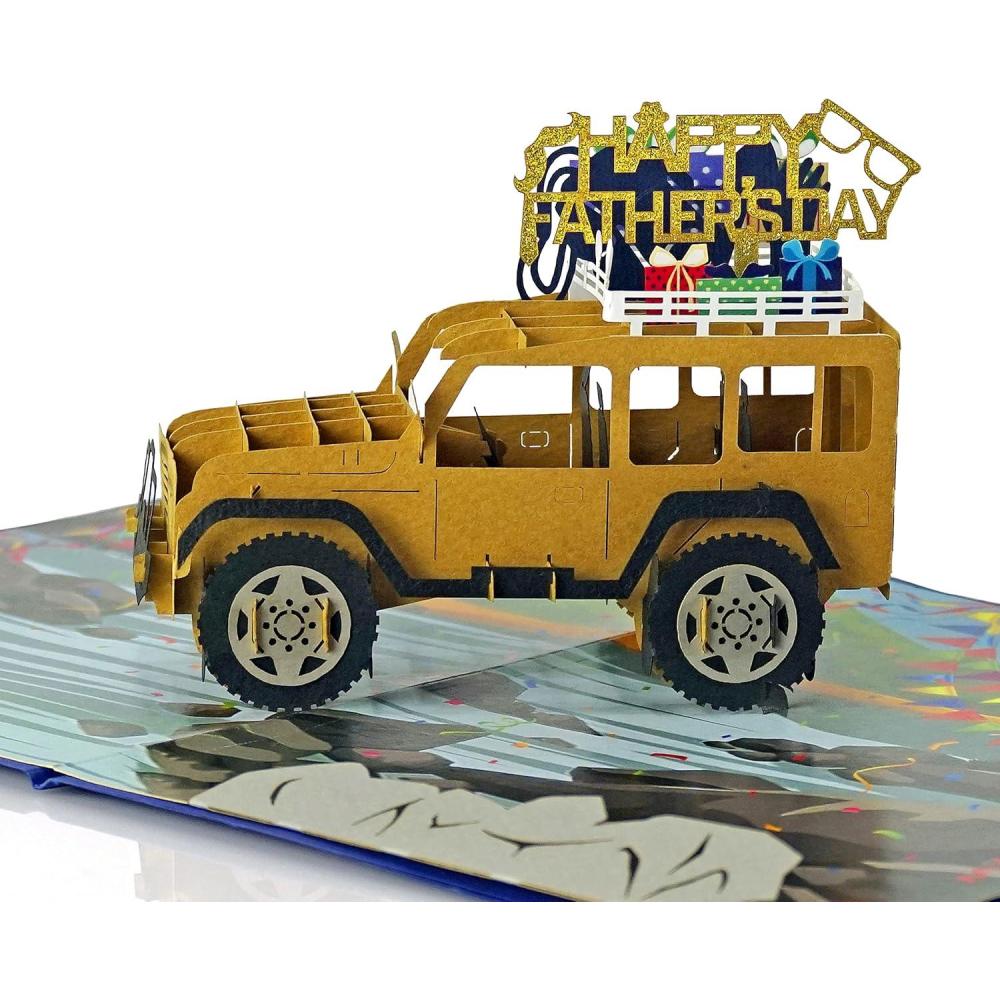 imageCUTPOPUP Fathers Day Card Pop Up Birthday 3D Greeting Card First Fathers Day Card for Dad Stepdad Grandpa Husband Men Son Best Dad CarFathers Day Truck