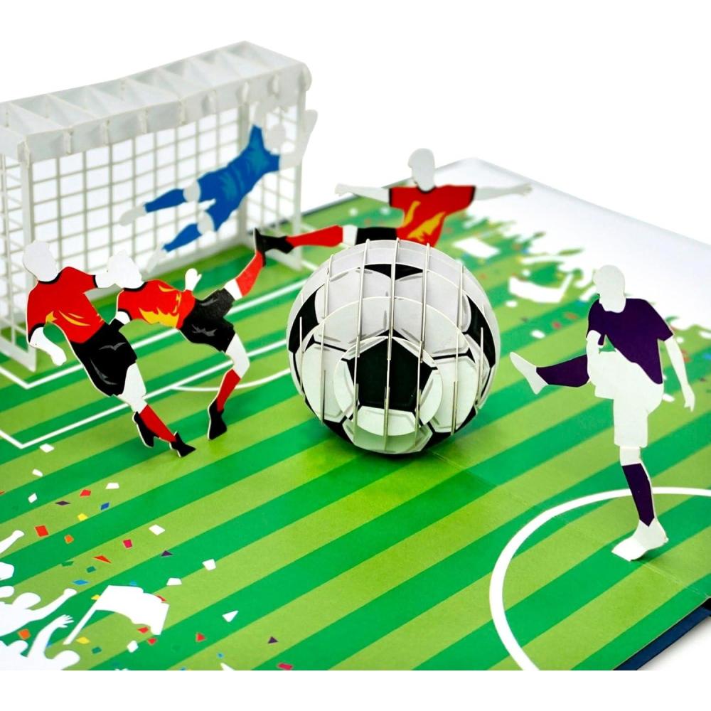 imageCUTPOPUP Fathers Day Card Pop Up Birthday 3D Greeting Card First Fathers Day Card for Dad Stepdad Grandpa Husband Men Son Best Dad CarFootball