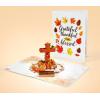 CUTPOPUP Religious Thanksgiving Card Pop Up, 3D Grateful Thankful and Blessed, Fall Greeting Cards Pumpkin Leaves Cross Blank Note Cards with Envelope SD255US1520