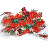 CUTPOPUP Christmas Card Pop Up, Poinsettia Card, 3D Xmas, New Year, Holiday Greeting Card (Poinsettia Basket with Cardinals)(Round Poinsettia with Cardinal-6x8in)