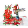 CUTPOPUP Christmas Card Pop Up, Poinsettia Card, 3D Xmas, New Year, Holiday Greeting Card (Poinsettia Basket with Cardinals)(Xmas Hummingbird-6x8in)