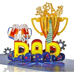 CUTPOPUP Fathers Day Card Pop Up, Birthday 3D Greeting Card, First Father’s Day Card for Dad, Stepdad, Grandpa, Husband, Men, Son (Best Dad Car)(Best Dad)