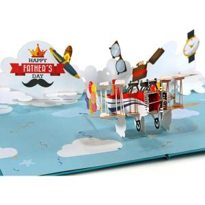 CUTPOPUP Fathers Day Card Pop Up, Birthday 3D Greeting Card, First Father’s Day Card for Dad, Stepdad, Grandpa, Husband, Men, Son (Best Dad Car)(Fathers Day Plane)