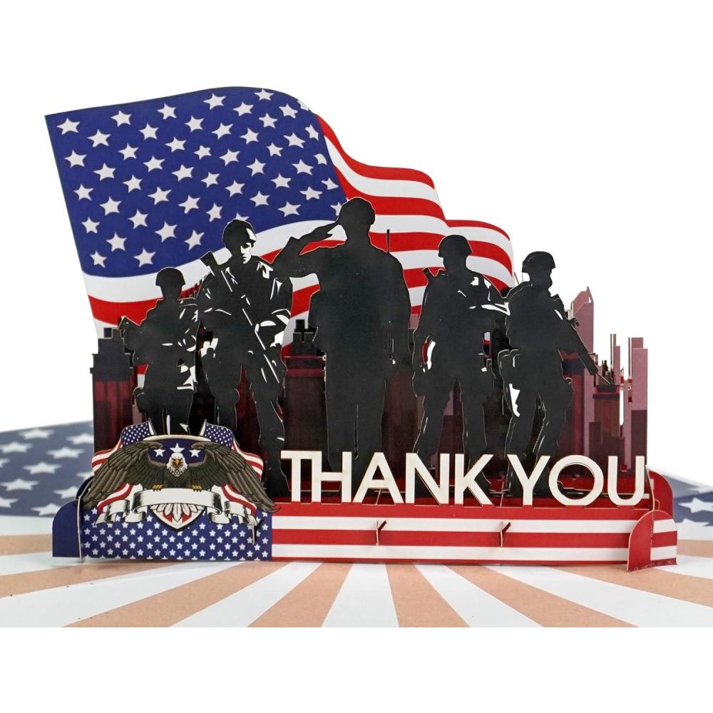 imageCUTPOPUP Veterans Day Card Patriotic Pop Up Greeting 3D Thank You for Retirement Grandpa Husband Dad SD253US1520