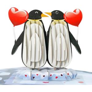 CUTPOPUP PenguinCouple, Valentines Day Card Pop Up, Anniversary Card, 3D Popup Greeting Love Card (Penguin Couple)(PenguinCouple-6x8in)