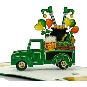 CUTPOPUP St Patricks Day Card Pop Up, 3D Greeting Card (Gnome)(Car for Patrick’s Day)
