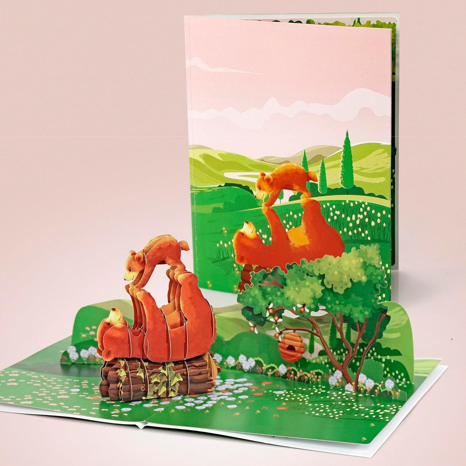 imageCUTPOPUP Helicopter Fathers Day Card Pop Up 3D Birthday Greeting Fathers Day Card for Grandpa Dad Godfather Husband Son Helicopter SD242US1520Bear6x8in