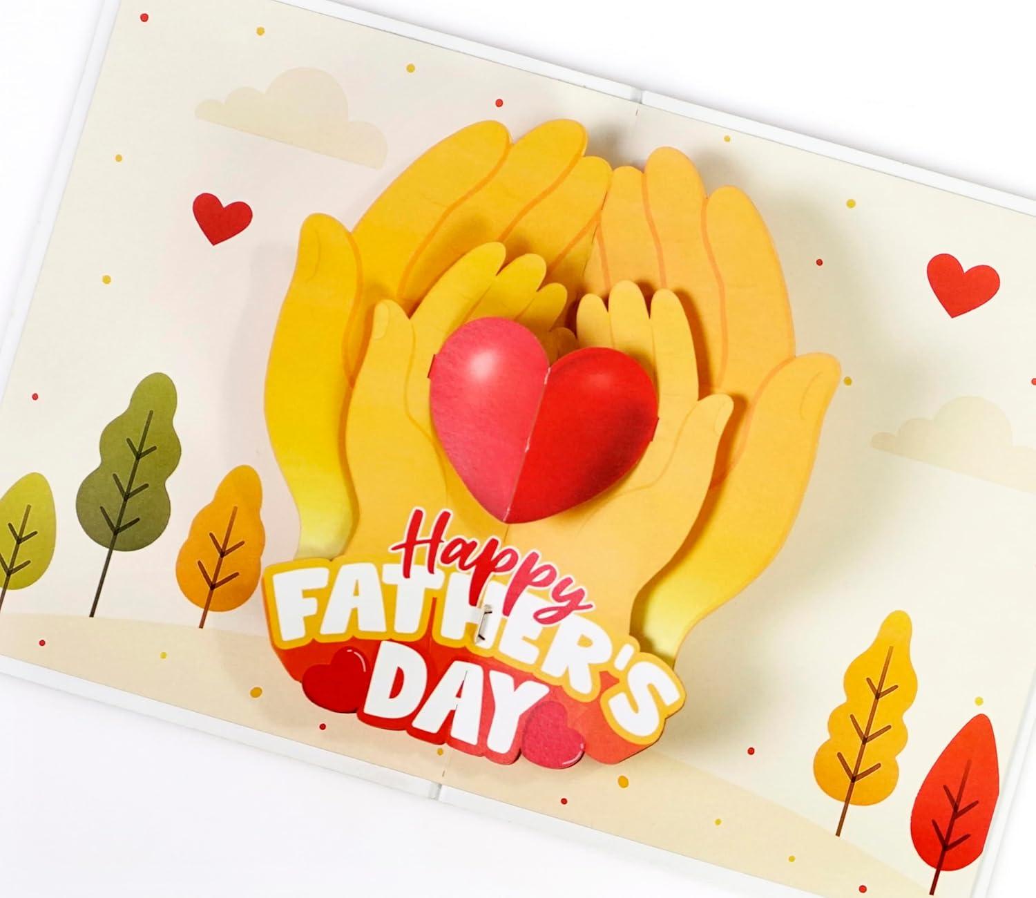 imageCUTPOPUP Helicopter Fathers Day Card Pop Up 3D Birthday Greeting Fathers Day Card for Grandpa Dad Godfather Husband Son Helicopter SD242US1520Dad hands6x8in