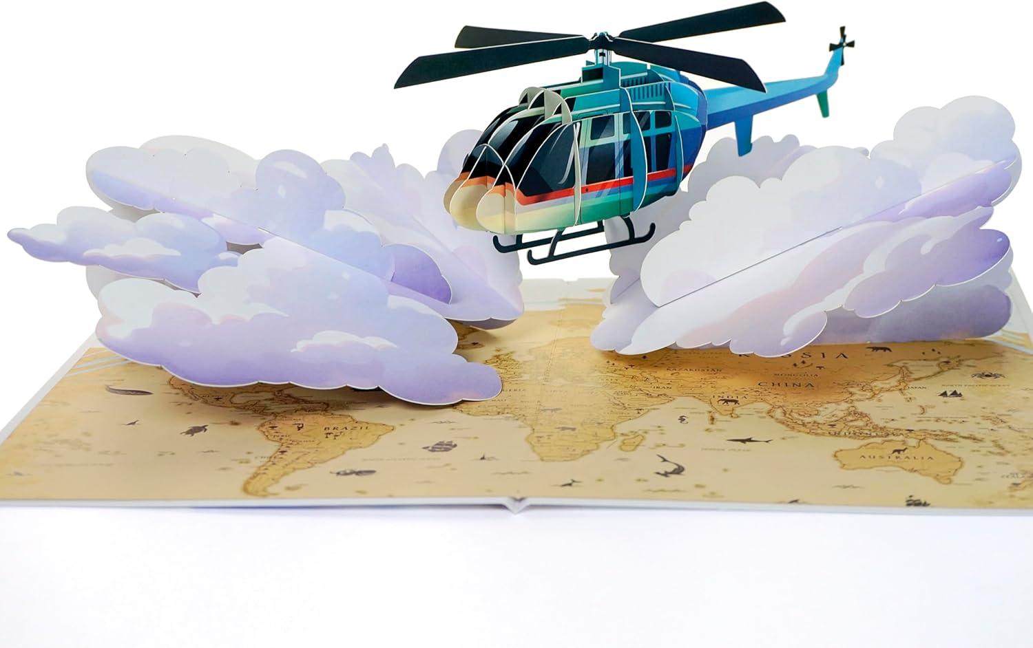 imageCUTPOPUP Helicopter Fathers Day Card Pop Up 3D Birthday Greeting Fathers Day Card for Grandpa Dad Godfather Husband Son Helicopter SD242US1520Helicopter6x8in