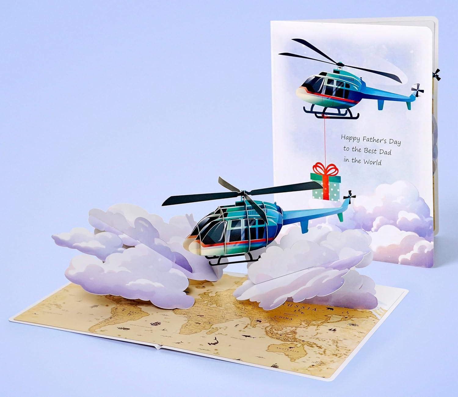 imageCUTPOPUP Helicopter Fathers Day Card Pop Up 3D Birthday Greeting Fathers Day Card for Grandpa Dad Godfather Husband Son Helicopter SD242US1520Helicopter6x8in