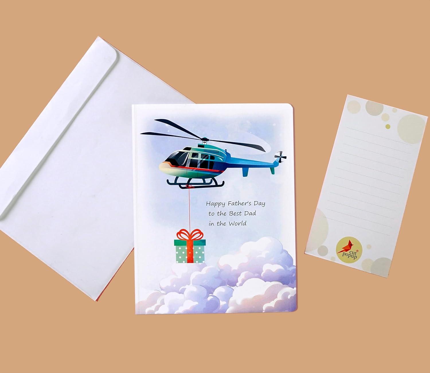 imageCUTPOPUP Helicopter Fathers Day Card Pop Up 3D Birthday Greeting Fathers Day Card for Grandpa Dad Godfather Husband Son Helicopter SD242US1520Helicopter6x8in