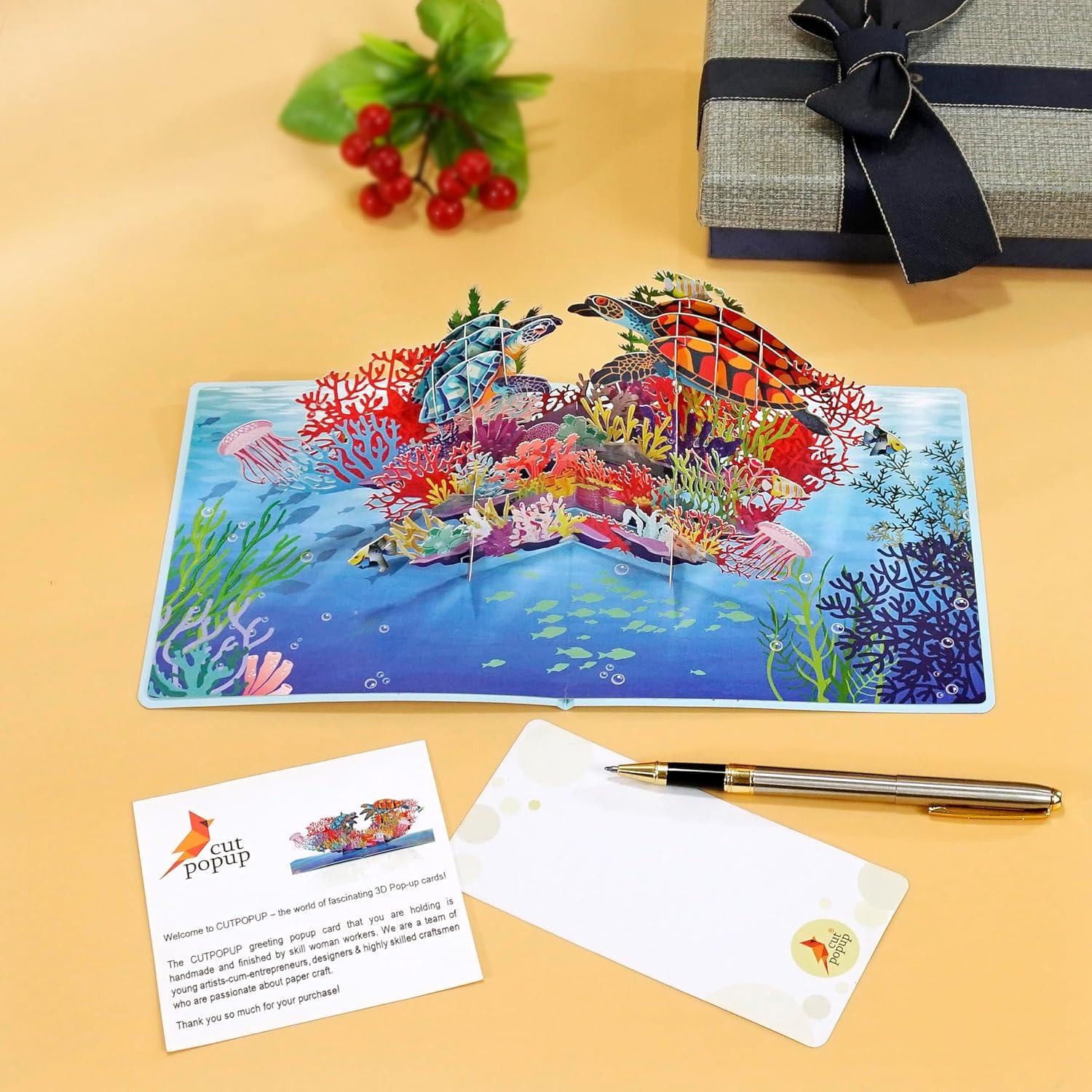 imageCUTPOPUP Helicopter Fathers Day Card Pop Up 3D Birthday Greeting Fathers Day Card for Grandpa Dad Godfather Husband Son Helicopter SD242US1520Turtles6x8in