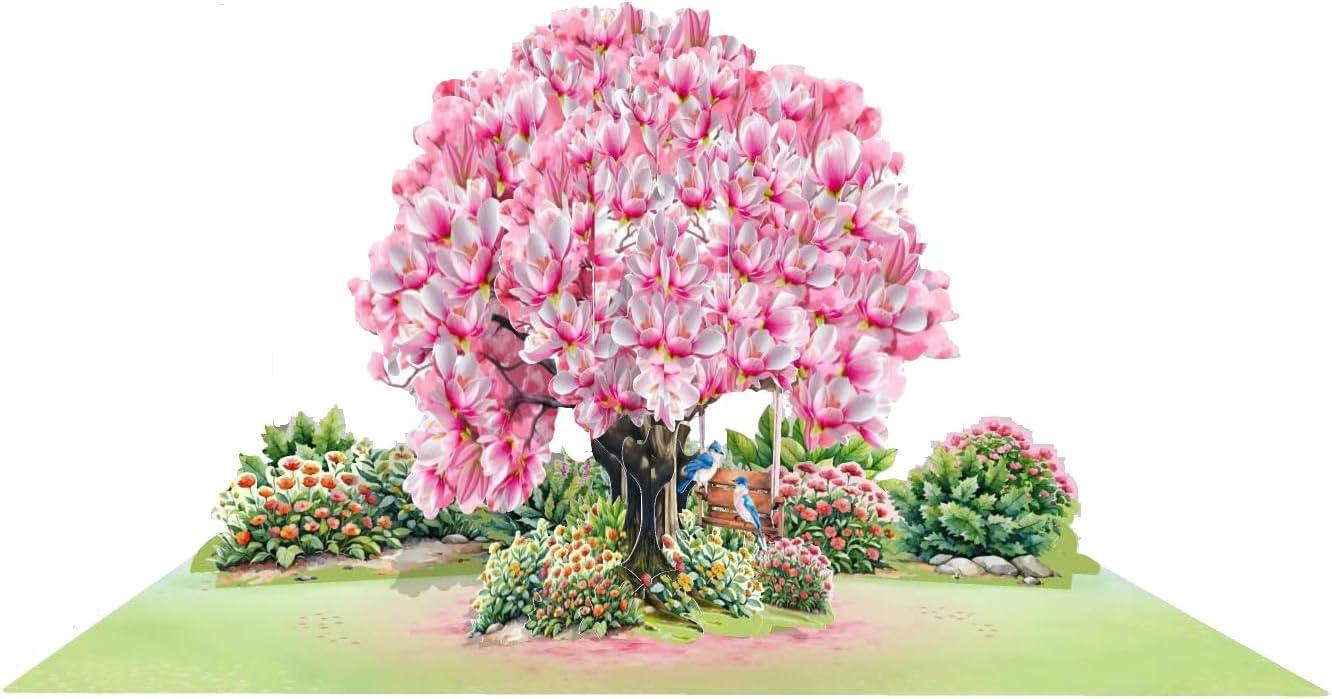 imageCUTPOPUP Mothers Day Card Pop Up Birthday Card 3D Popup Greeting Card Daffodil YellowMagnolia Tree6x8in
