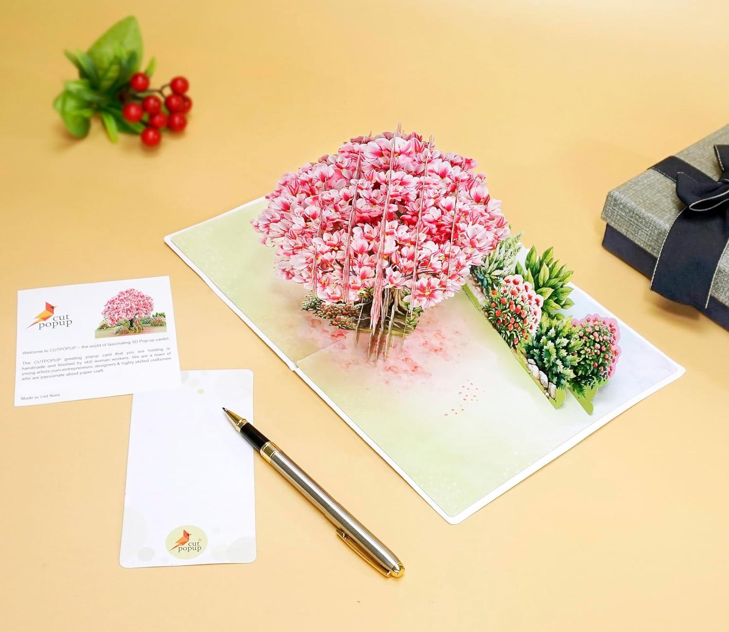 imageCUTPOPUP Mothers Day Card Pop Up Birthday Card 3D Popup Greeting Card Daffodil YellowMagnolia Tree6x8in