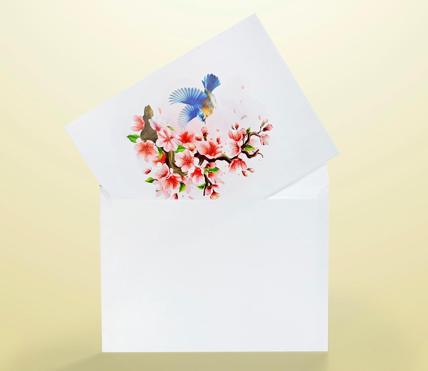 imageCUTPOPUP Mothers Day Card Pop Up Birthday Card 3D Popup Greeting Card Daffodil YellowRobin Cherry6x8in