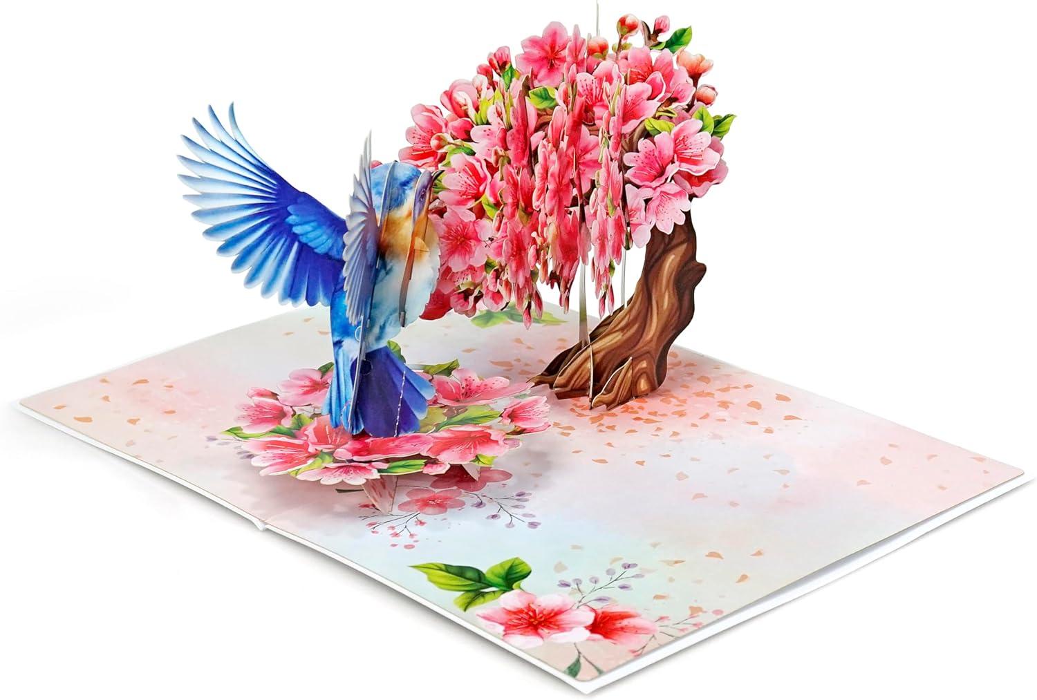 imageCUTPOPUP Mothers Day Card Pop Up Birthday Card 3D Popup Greeting Card Daffodil YellowRobin Cherry6x8in