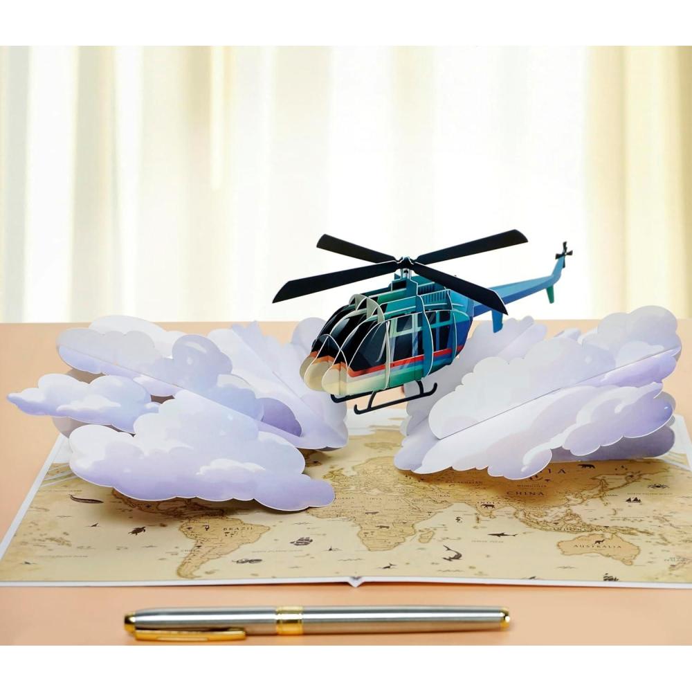 imageCUTPOPUP Helicopter Fathers Day Card Pop Up 3D Birthday Greeting Fathers Day Card for Grandpa Dad Godfather Husband Son Helicopter SD242US1520Helicopter6x8in