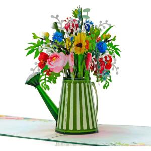 CUTPOPUP Mothers Day Card, Flower Card, Birthday 3D Greeting Card for Women, Grandma, Mom, Wife (Watering Can Flowers)