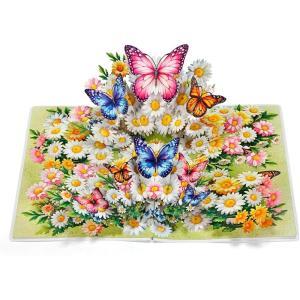 CUTPOPUP Mothers Day Card Pop Up, Birthday Card, 3D Popup Greeting Card (Daffodil Yellow)(Daisy Butterflies-6x8in)