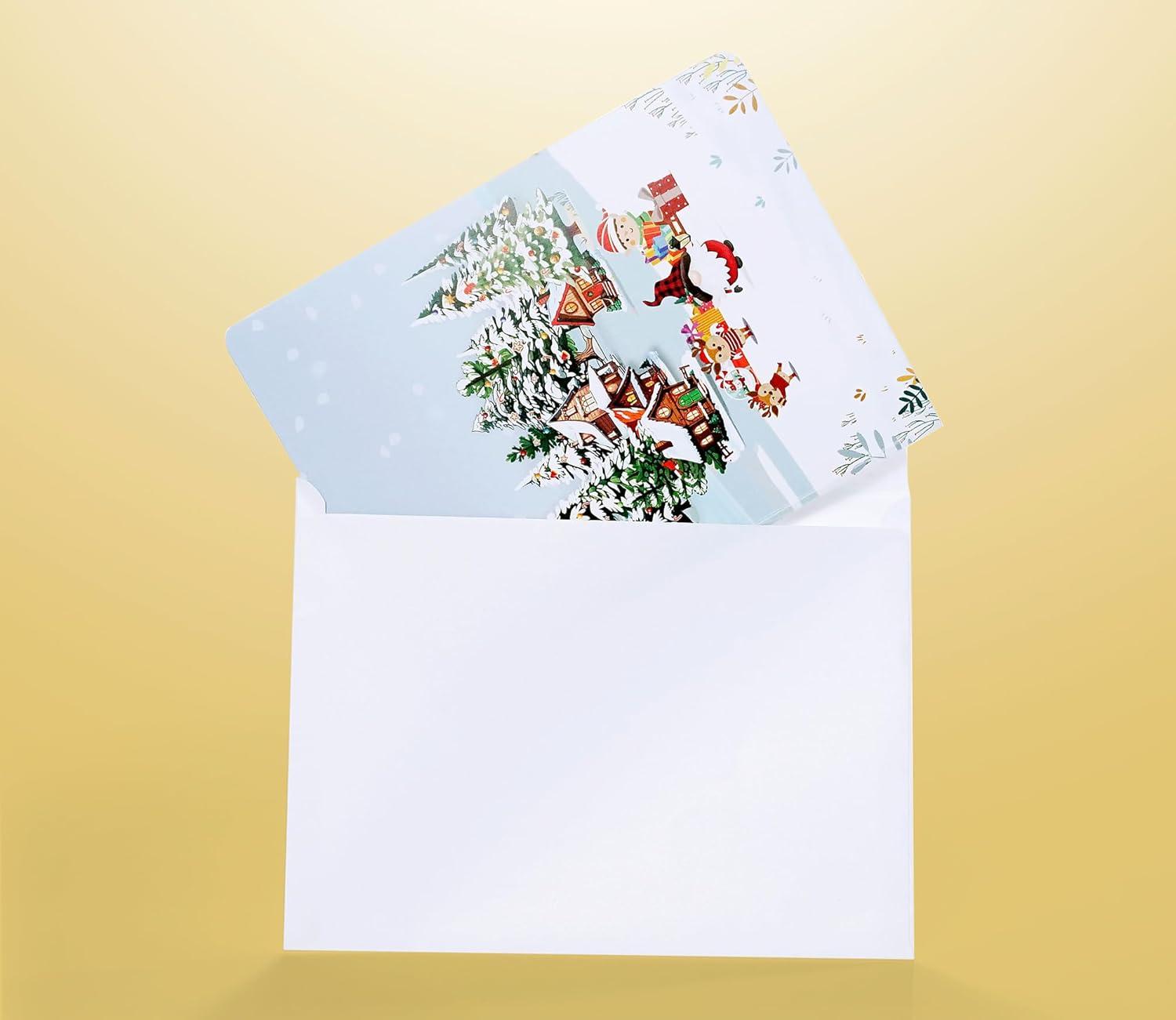 imageCUTPOPUP Merry Christmas Card Pop Up 3D Xmas New Year Holiday Greeting Card Christmas NightGnome Town6x8in