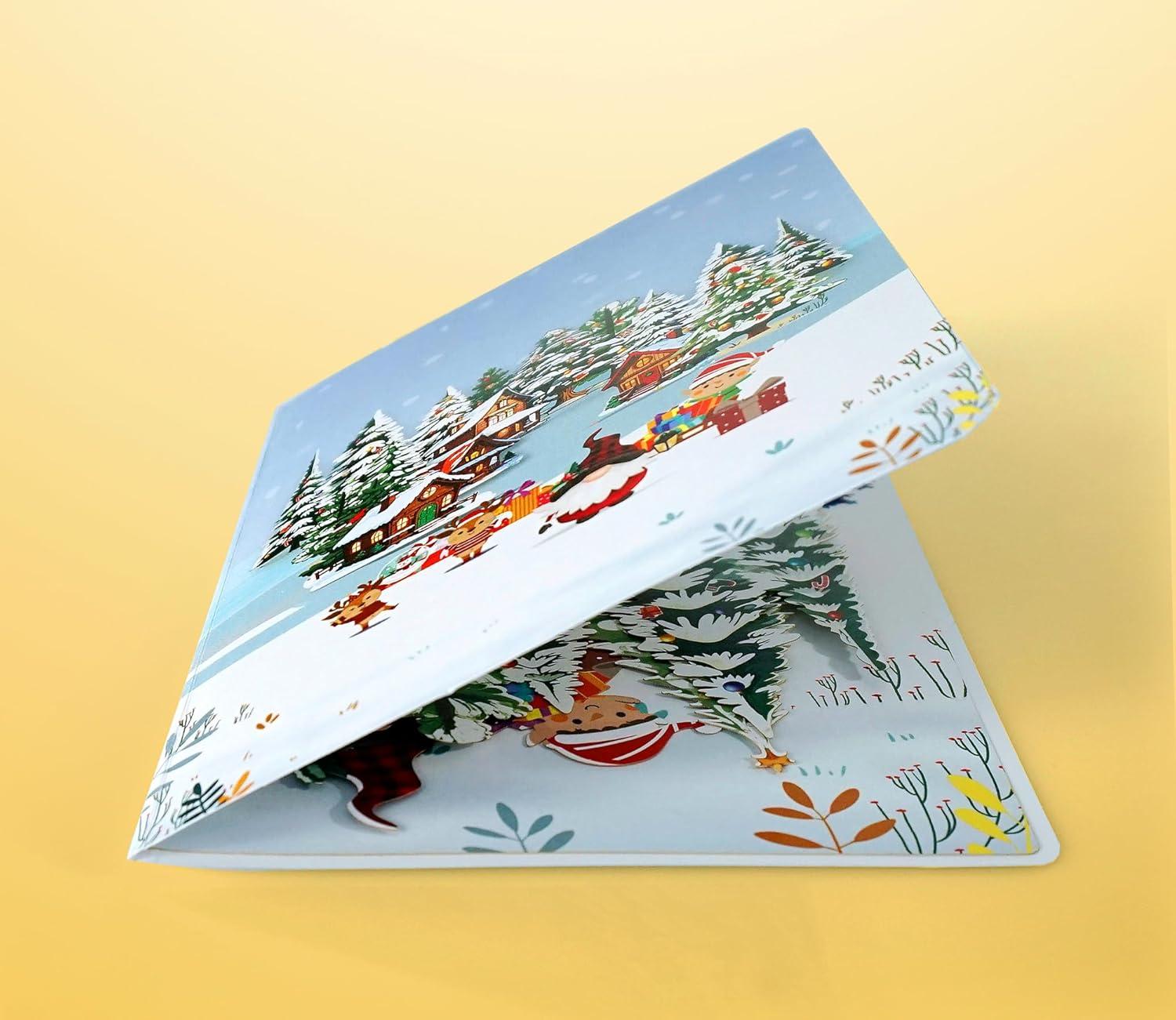 imageCUTPOPUP Merry Christmas Card Pop Up 3D Xmas New Year Holiday Greeting Card Christmas NightGnome Town6x8in
