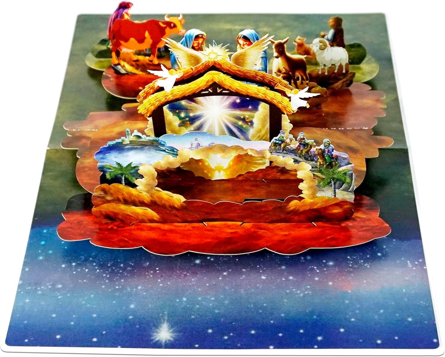 imageCUTPOPUP Merry Christmas Card Pop Up 3D Xmas New Year Holiday Greeting Card Christmas NightHoly Night 6x8in