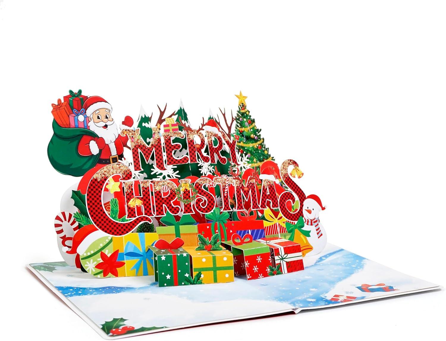 imageCUTPOPUP Merry Christmas Card Pop Up 3D Xmas New Year Holiday Greeting Card Christmas NightMerry Christmas text6x8in