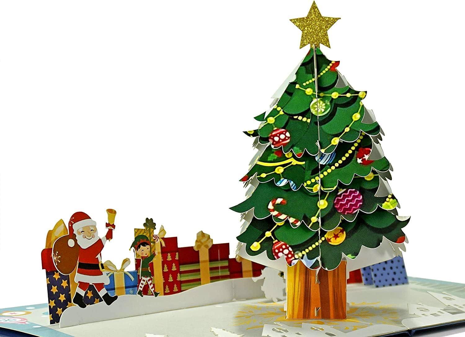 imageCUTPOPUP Merry Christmas Card Pop Up 3D Xmas New Year Holiday Greeting Card Christmas NightXmas Tree