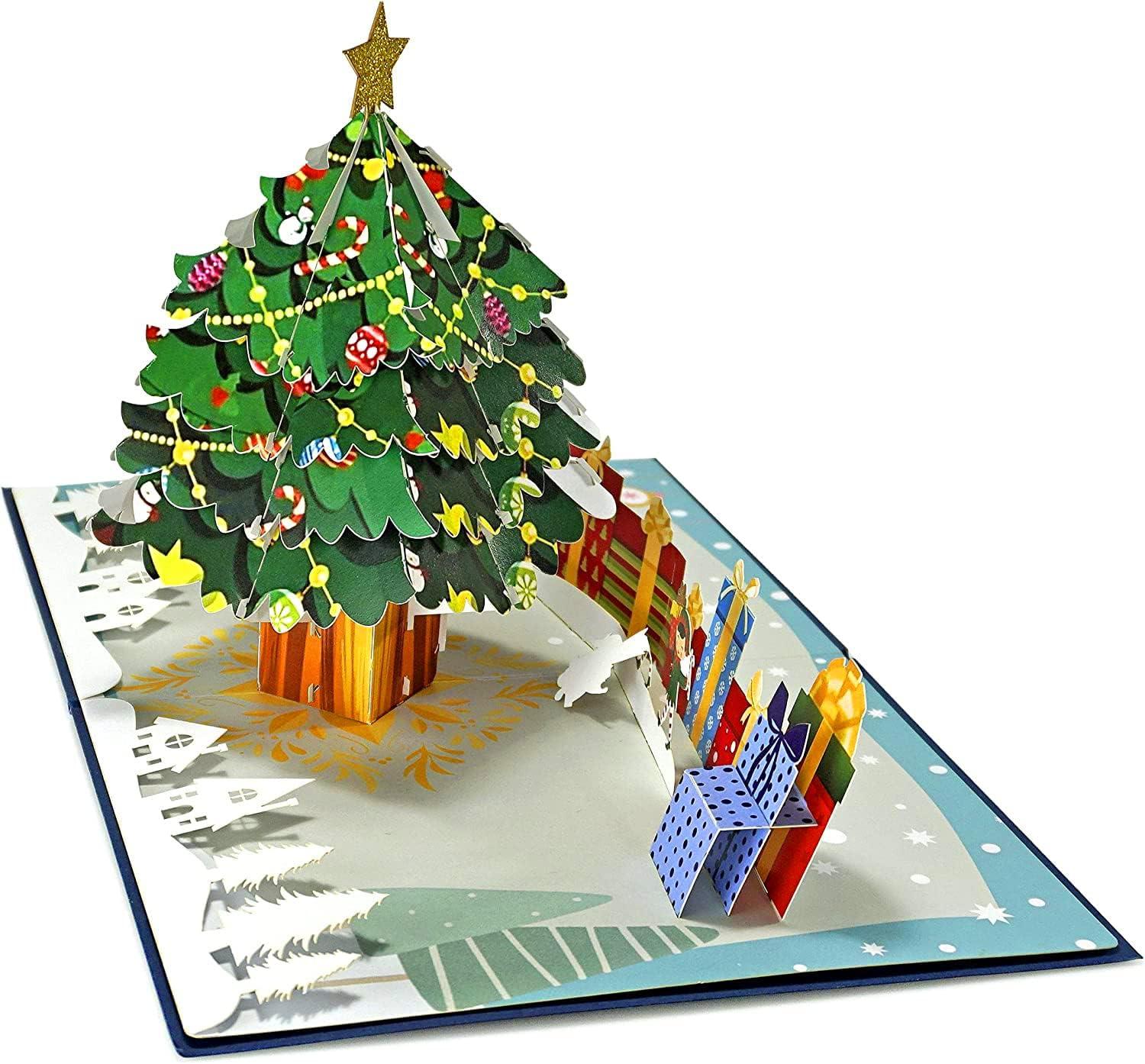 imageCUTPOPUP Merry Christmas Card Pop Up 3D Xmas New Year Holiday Greeting Card Christmas NightXmas Tree