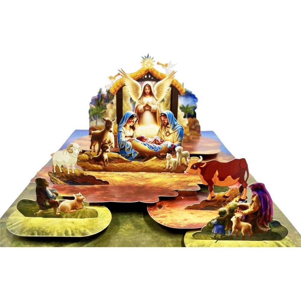 imageCUTPOPUP Merry Christmas Card Pop Up 3D Xmas New Year Holiday Greeting Card Christmas NightHoly Night 6x8in