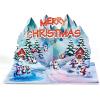 CUTPOPUP Merry Christmas Card Pop Up, 3D Xmas, New Year, Holiday Greeting Card (Christmas Night)(Icy Penguin-6x8in)