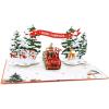 CUTPOPUP Merry Christmas Card Pop Up, 3D Xmas, New Year, Holiday Greeting Card (Christmas Night)(Truck under Tree – 6″x8″)