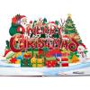 CUTPOPUP Merry Christmas Card Pop Up, 3D Xmas, New Year, Holiday Greeting Card (Christmas Night)(Merry Christmas text-6x8in)