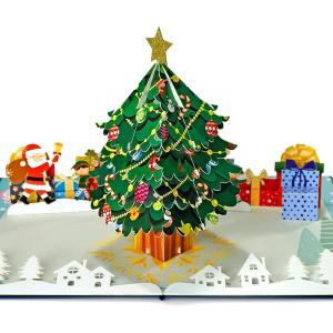 CUTPOPUP Merry Christmas Card Pop Up, 3D Xmas, New Year, Holiday Greeting Card (Christmas Night)(Xmas Tree)
