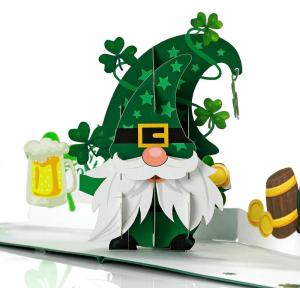 CUTPOPUP St Patricks Day Card Pop Up, 3D Greeting Card (Patrick Box)(Gnome Patrick’s Day)