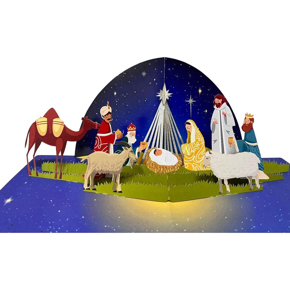 imageCUTPOPUP Christmas Card Pop Up 3D Xmas New Year Nativity Religious Holiday Greeting Card Holy NightHoly Night 6x6