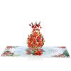 CUTPOPUP Christmas Card Pop Up, 3D Xmas, New Year, Nativity Religious Holiday Greeting Card (Holy Night)(Poinsettia Basket with Cardinals-6x8in)