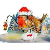 CUTPOPUP Christmas Card Pop Up, 3D Xmas, New Year, Nativity Religious Holiday Greeting Card (Holy Night)(Robin Xmas-6x8in)