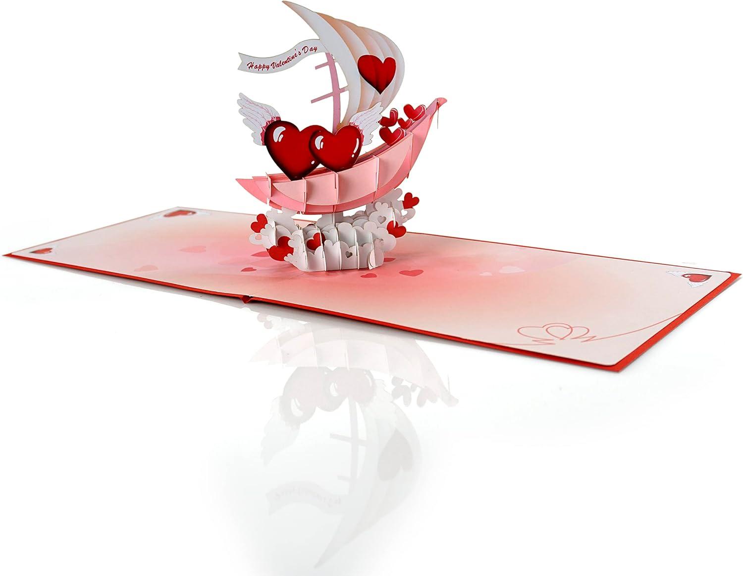 imageCUTPOPUP Valentine Pop Up Card Romantic Love Wedding Anniversary Birthday 3D Greeting Cards Love Boat Adventure Love BoatLove Boat