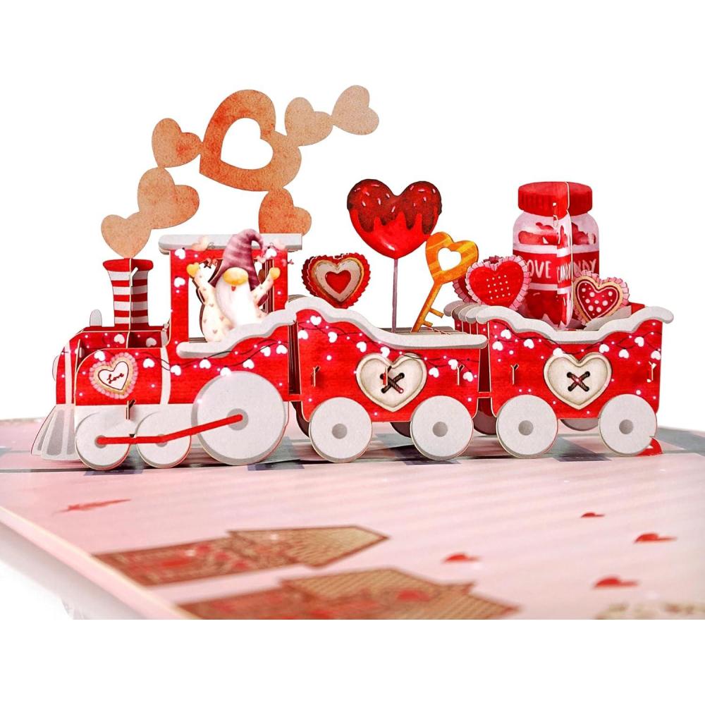imageCUTPOPUP Anniversary Card Pop Up Valentines Day 3D Popup Greeting Love Card Cat CoupleLove Train6x8in
