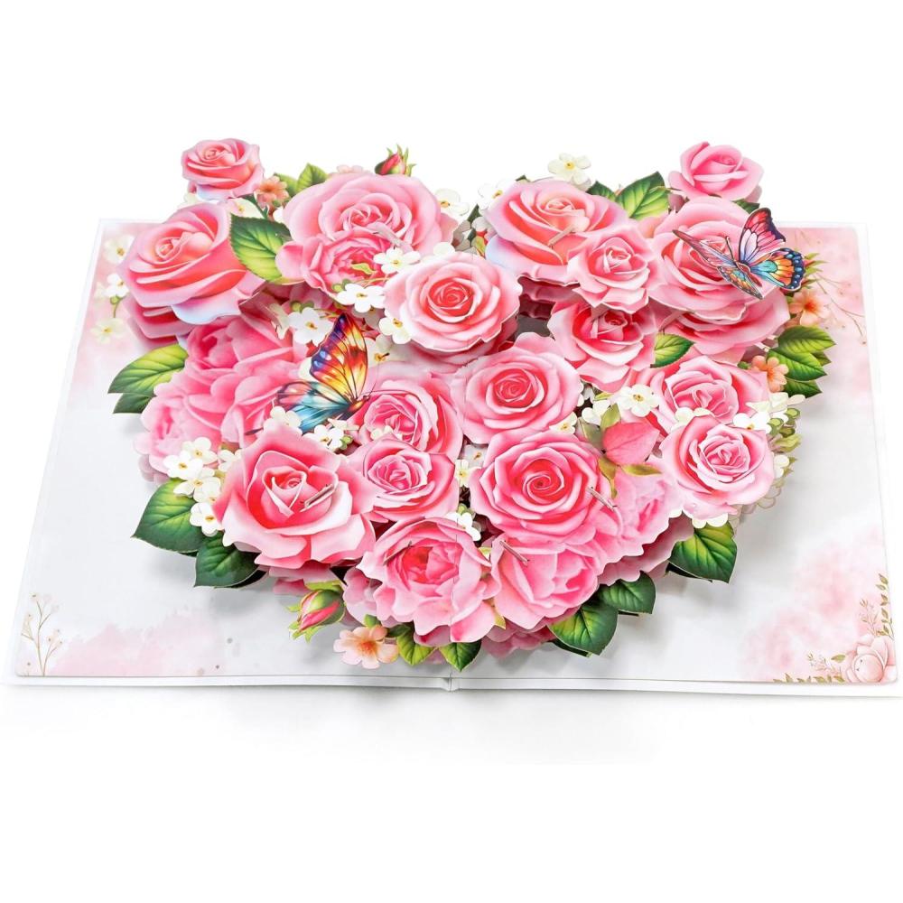 imageCUTPOPUP Anniversary Card Pop Up Valentines Day 3D Popup Greeting Love Card Cat CoupleRed RoseHeart Shape6x8in