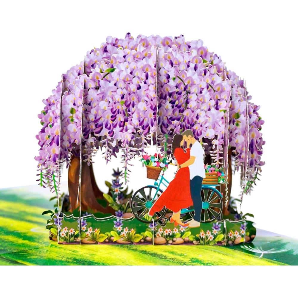 imageCUTPOPUP Anniversary Card Pop Up Valentines Day 3D Popup Greeting Love Card Cat CoupleWisteria Couple6x8in