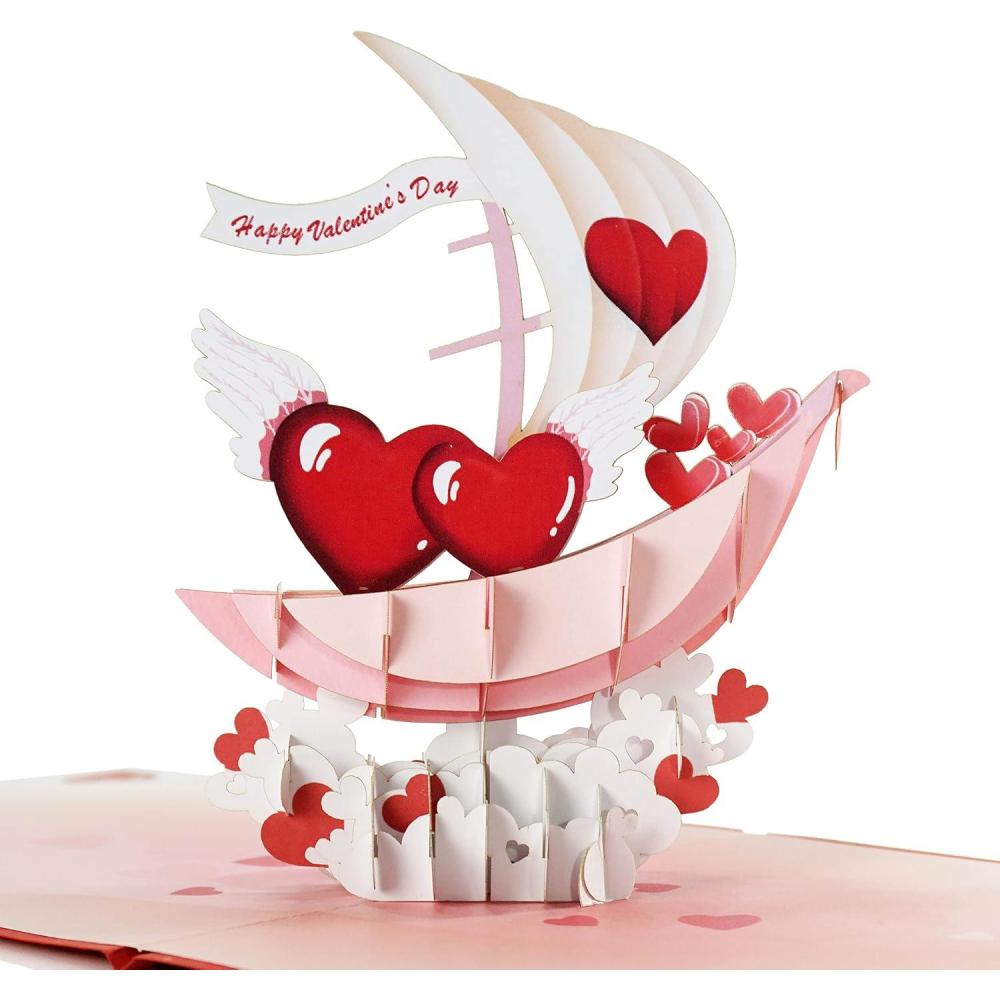 imageCUTPOPUP Valentine Pop Up Card Romantic Love Wedding Anniversary Birthday 3D Greeting Cards Love Boat Adventure Love BoatLove Boat