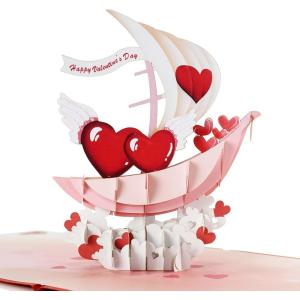 CUTPOPUP Valentine Pop Up Card, Romantic Love, Wedding, Anniversary, Birthday 3D Greeting Cards, Love Boat (Adventure Love Boat).(Love Boat)